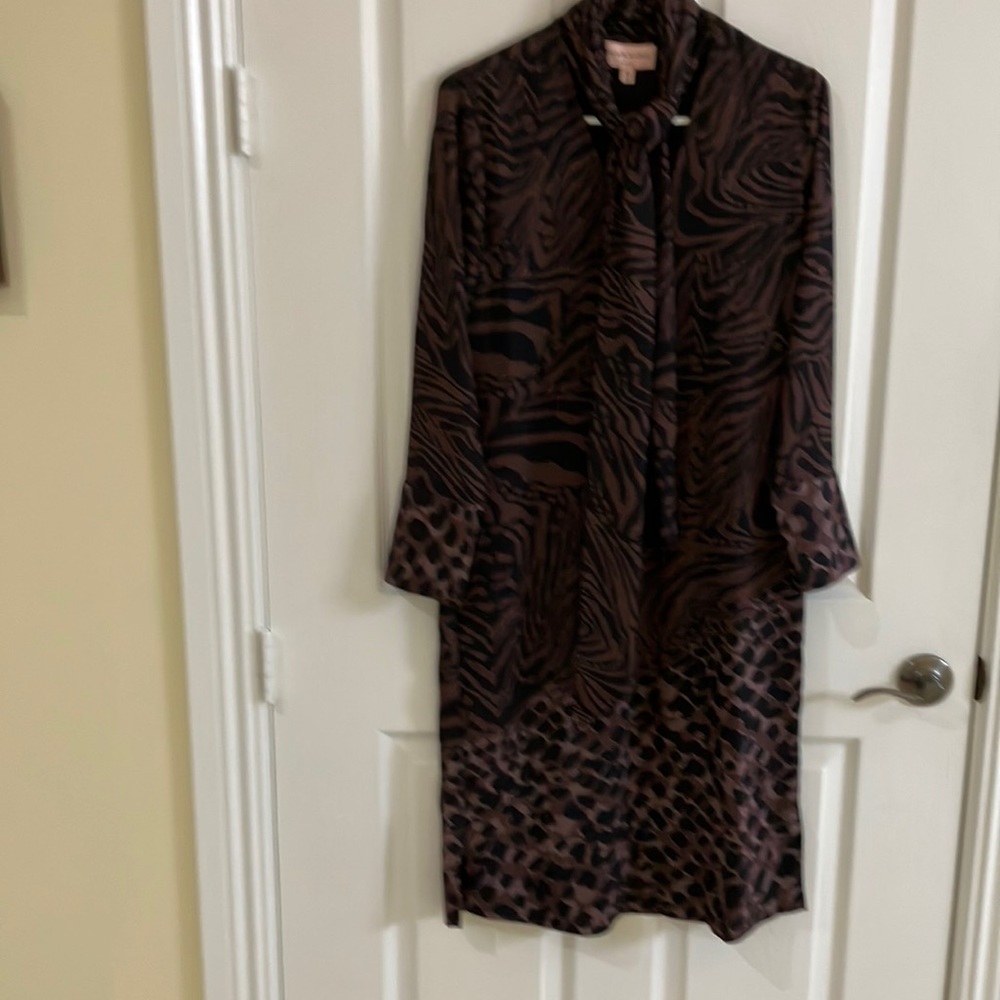 Chicos Chiffon Drape Bow Dress